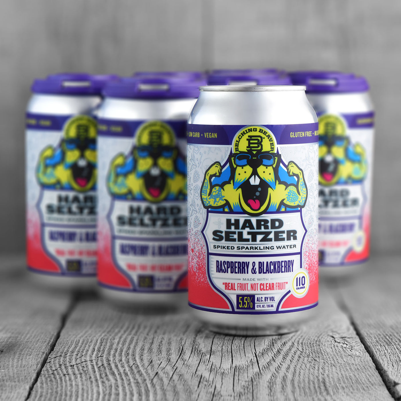 Belching Beaver Hard Seltzer Raspberry & Blackberry